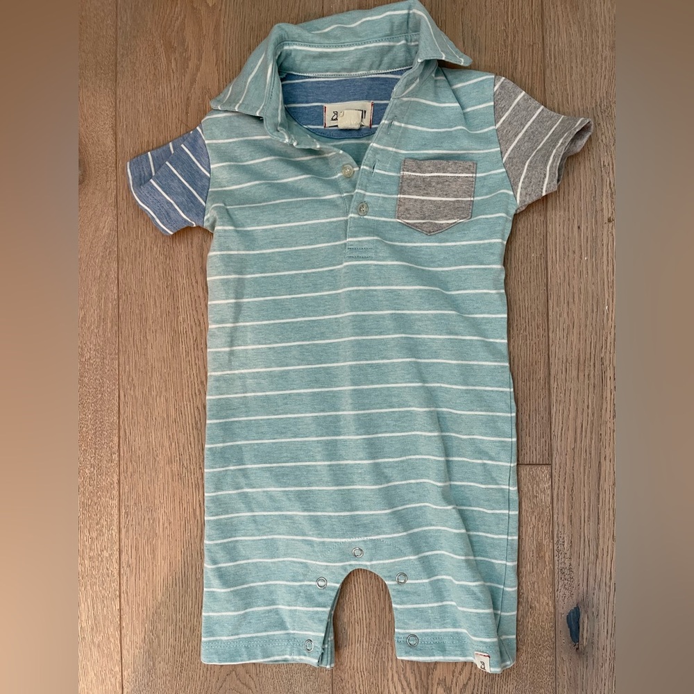 Me & Henry romper striped color block 12/18 mo .